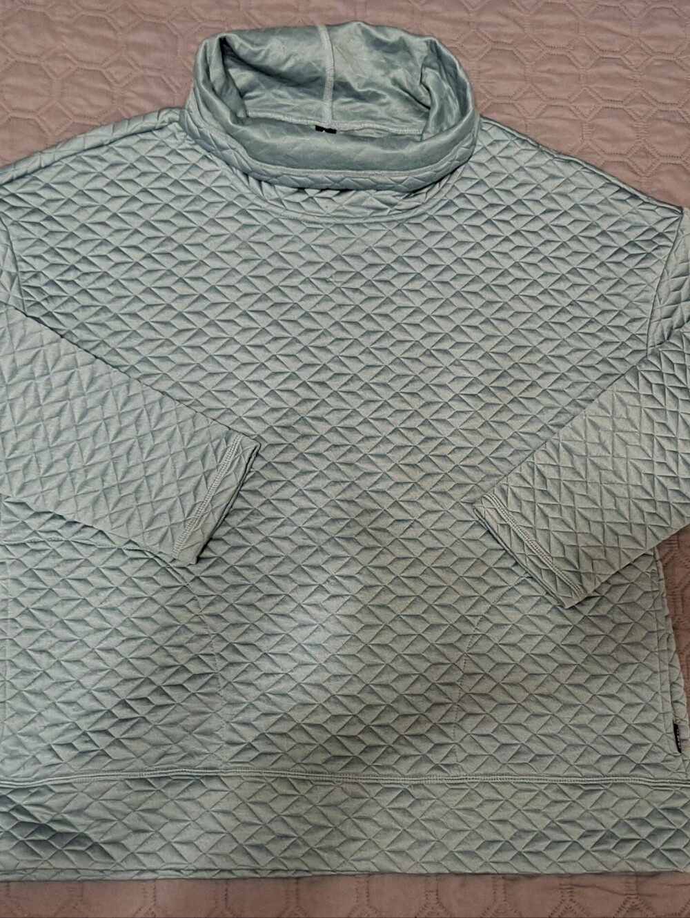 RBX Quilted Light Sage Green Womens Funnel Neck Sweater Sz XL